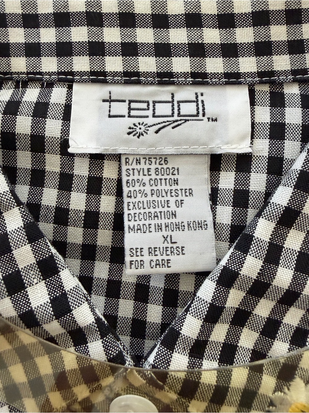 Vtg Teddi Sz XL Black White Cotton Embroidered Ladybugs Country Tunic Shirt Top - Picture 4 of 5
